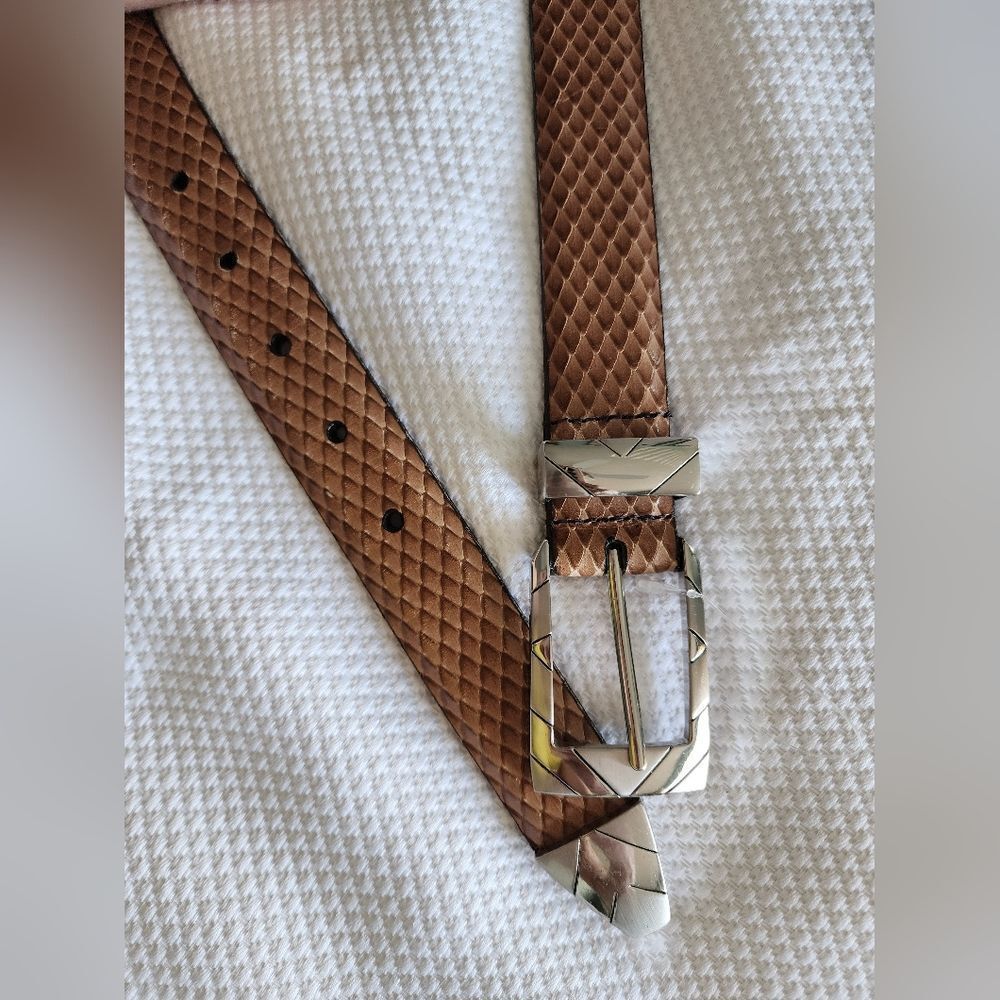 Remo Tulliani Brown Textured Belt with Silver Buckle